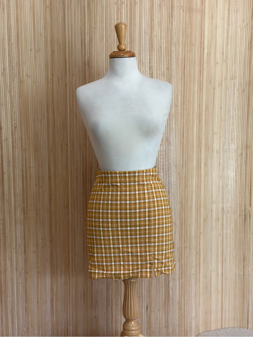 Topshop Mustard Plaid Mini Skirt